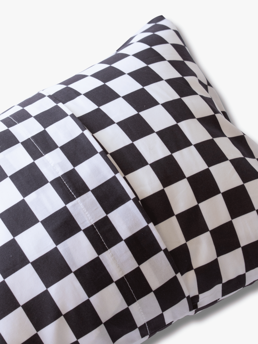 Cotton Pillowcase | Checkers Black