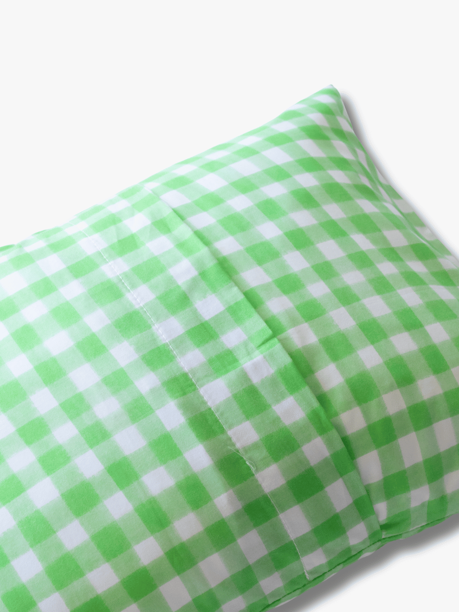 Cotton Pillowcase | Gingham Green