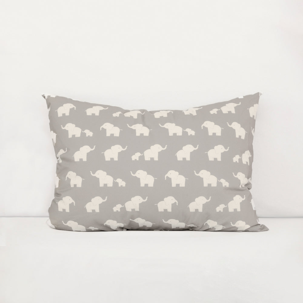 Cotton Pillowcase | Happy Elephants Gray