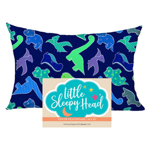 Cotton Pillowcase | Dinosaurs Blue