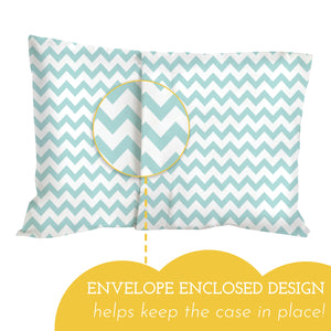 Cotton Pillowcase | Chevron Teal