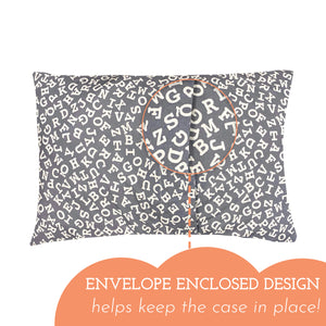 Cotton Pillowcase | Alphabet Gray