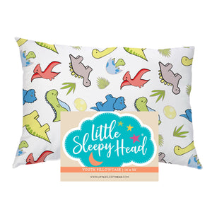 Cotton Pillowcase | Dinosaurs White