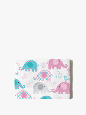 Cotton Pillowcase | Elephants Pastel