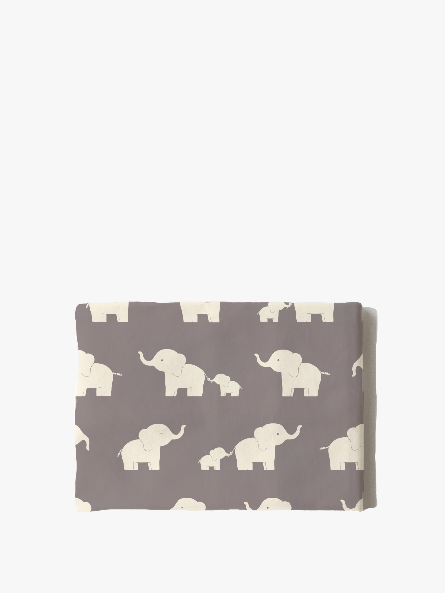 Cotton Pillowcase | Happy Elephants Gray