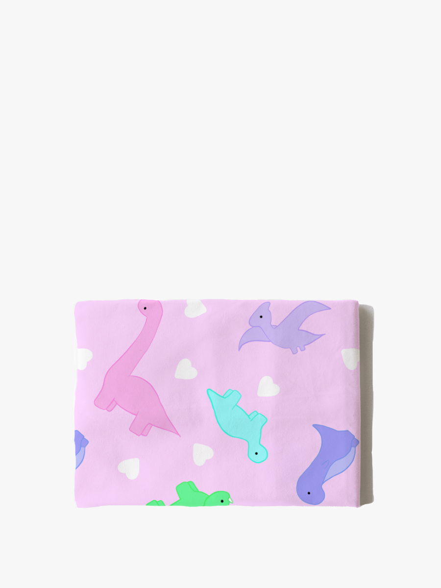 Cotton Pillowcase | Dinosaurs Pink