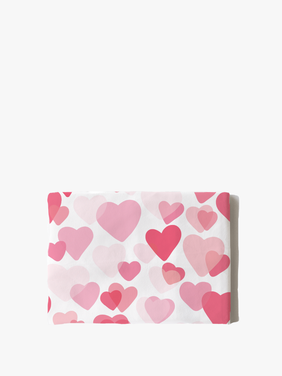 Cotton Pillowcase | Hearts Pink