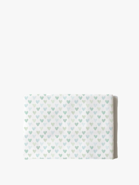 Cotton Pillowcase | Hearts Sage