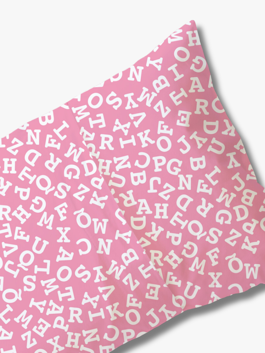 Cotton Pillowcase | Alphabet Pink