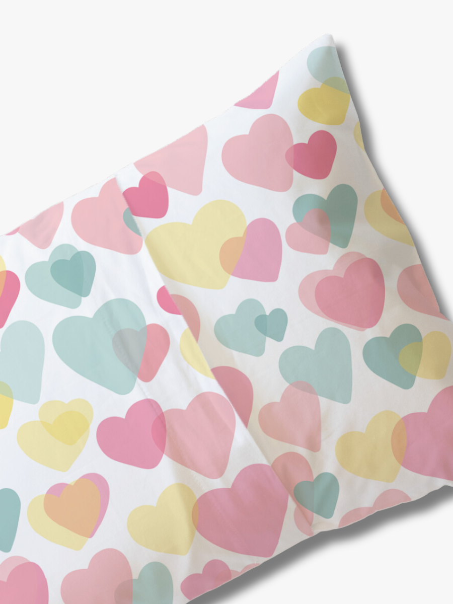 Cotton Pillowcase | Candy Hearts