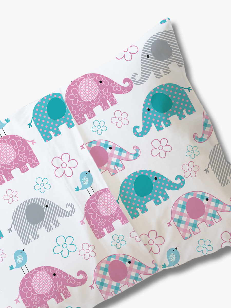 Cotton Pillowcase | Elephants Pastel