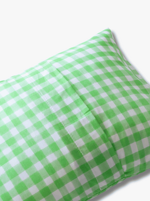 Cotton Pillowcase | Gingham Green