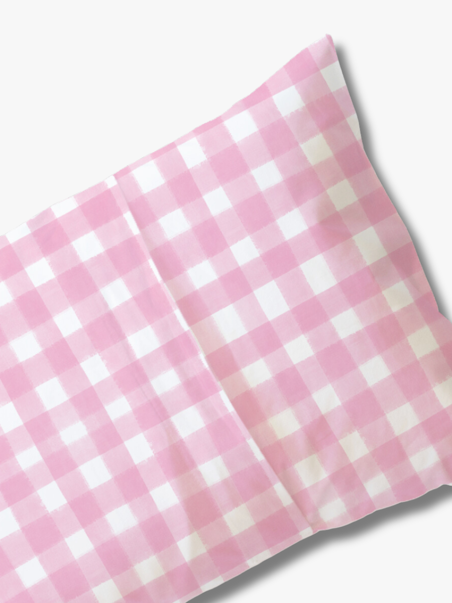 Cotton Pillowcase | Gingham Pink