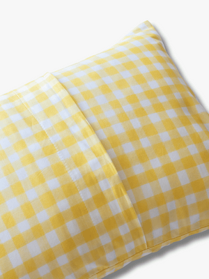 Cotton Pillowcase | Gingham Yellow