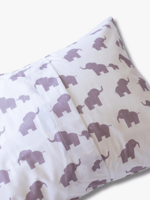 Cotton Pillowcase | Happy Elephants White