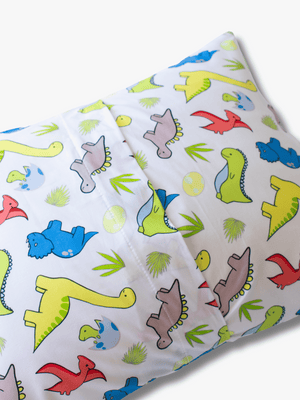 Cotton Pillowcase | Dinosaurs White