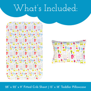 Crib Sheet + Toddler Pillowcase | Cars