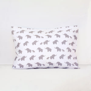 Cotton Pillowcase | Happy Elephants White